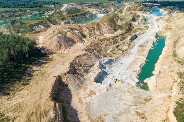 Quarry for the extraction of chalk Extraction of minerals by the open method Aerial view