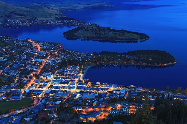 Queenstown cityscape at dusk