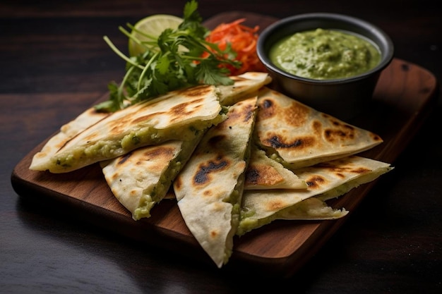 Quesadillas served with a side of creamy chipotle ranch