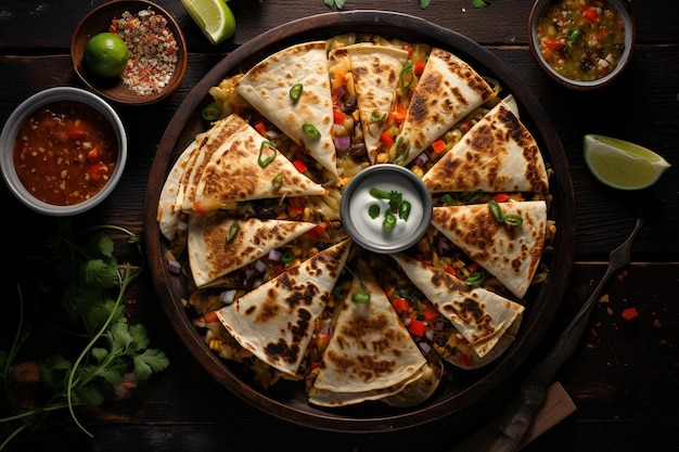 Quesadillas top mexican food overhead