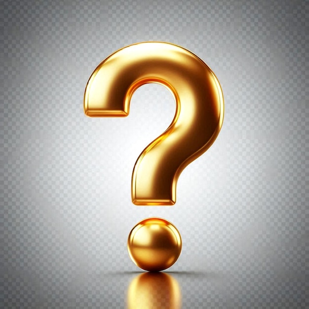 a question is on a gray background with a reflection of a gold question mark