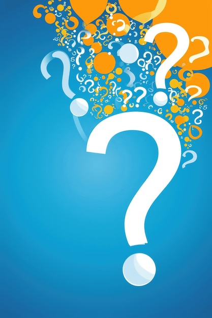 a question mark is on a blue background with the words question