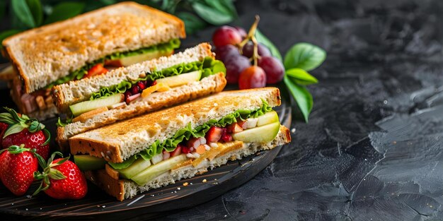 Photo quick and easy packed lunch idea sandwiches and fresh fruit concept lunchtime ideas easy recipes packed lunches sandwiches fresh fruits