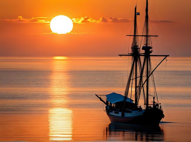 Photo quiet and calm pirate scene under shallow waters