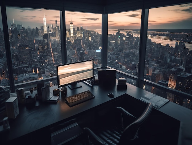 Quiet Corner Office Overlooking Urban Jungle