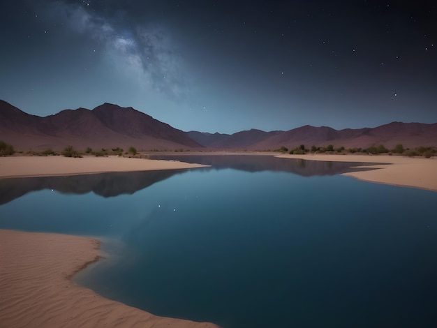 Quiet lake at night