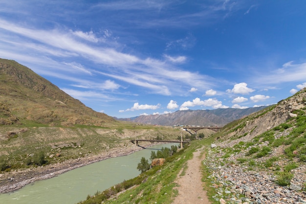 Quiet watercourse Katun river. 