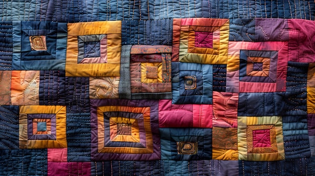 Photo a quilt with a square of the word peace on it