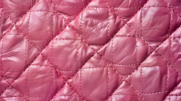 a quilted quilt with a square pattern of pink squares