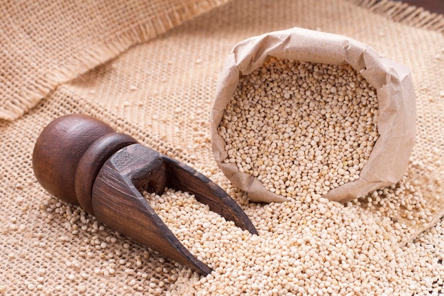 Quinoa beans in bowl on the table