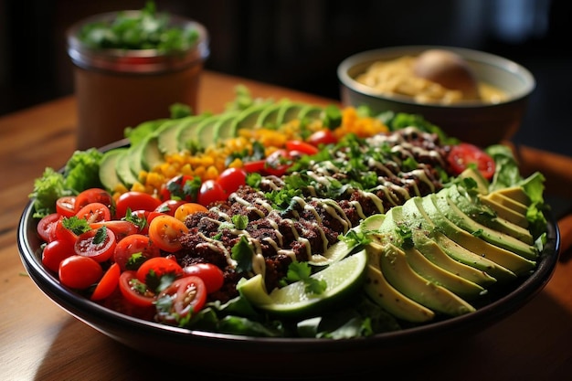 Quinoa and Black Bean Taco Salad with Creamy Avocado