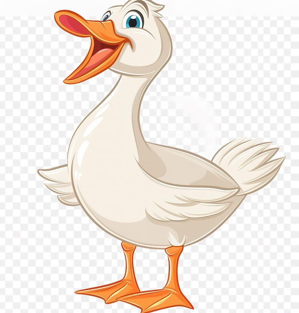 Quirky cartoon duck with open beak on a white background ideal for humorous and childish design