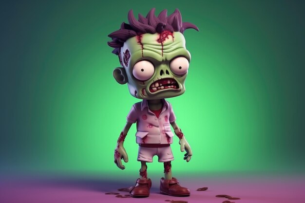 Photo quirky undead a playful 3d cartoon zombie character with a fun and mischievous personality