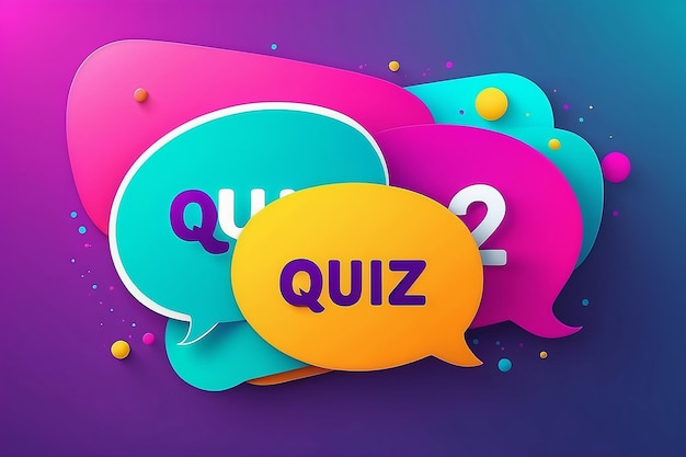 Photo quiz tag 3d speech bubble banner in modern style answer question sign quiz