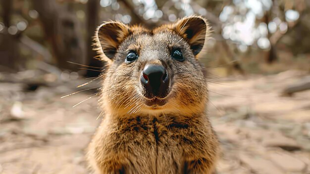 Photo quokka setonix brachyurus charming marsupial of western australia highlight appearance behavior