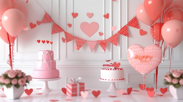 quot3D Lovethemed Birthday Banner with High Detail and Realismquot