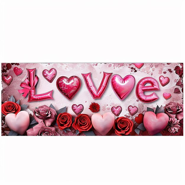 Photo quot3d lovethemed birthday banner with high detail and realismquot