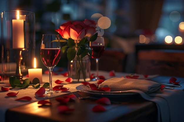 quot3D Romantic Dinner Setup with High Detail and Realismquot