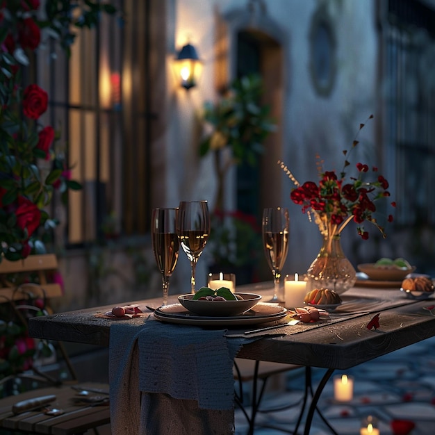 quot3D Romantic Dinner Setup with High Detail and Realismquot