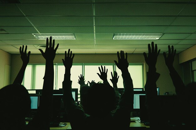 Photo quota group of people in an office with their focus on a presentationquot