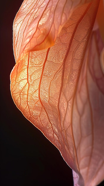 Photo quota macro shot capturing the delicate veins of a translucent leafquot