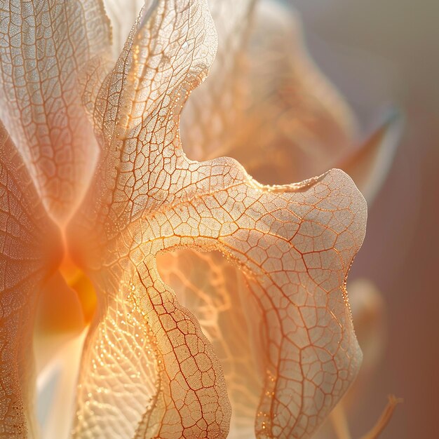 quotA Macro Shot Capturing the Delicate Veins of a Translucent Leafquot