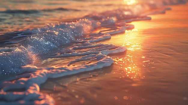 quotA Sandy Beach at Sunset with Gentle Waves Lapping the Shorequot