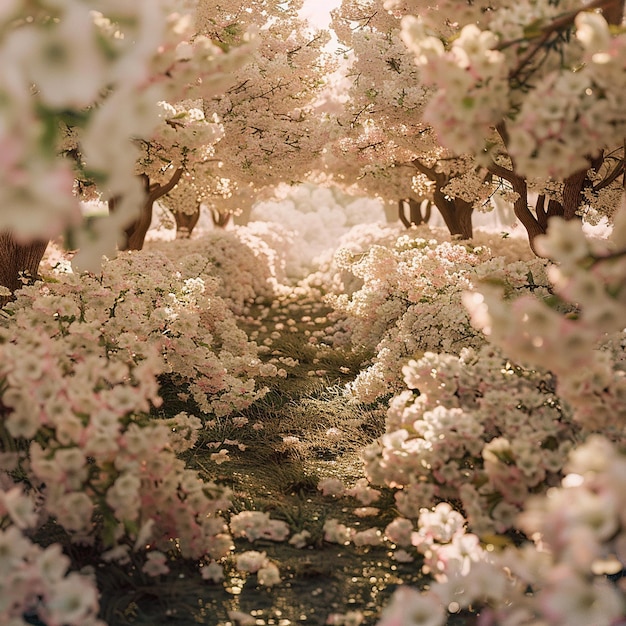 Photo quota sea of cherry blossoms in peak bloom a canopy of delightquot