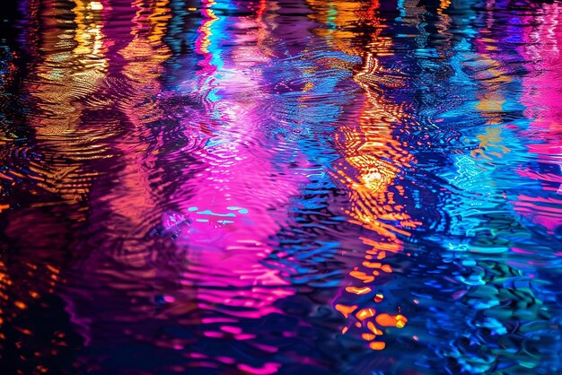 quotAbstract Water Reflections at Night with Neon Lightsquot