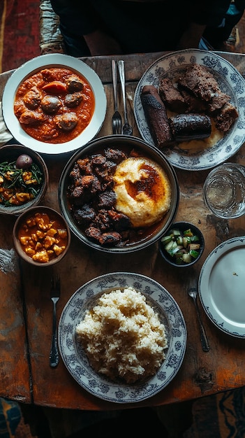 quotAfrican Cooked Meals on a Table with Ugaliquot