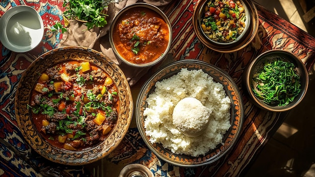 quotAfrican Cooked Meals on a Table with Ugaliquot