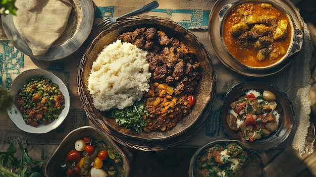 quotAfrican Cooked Meals on a Table with Ugaliquot