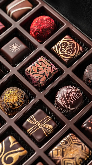 Photo quotan open box of luxurious chocolates with intricate detailquot