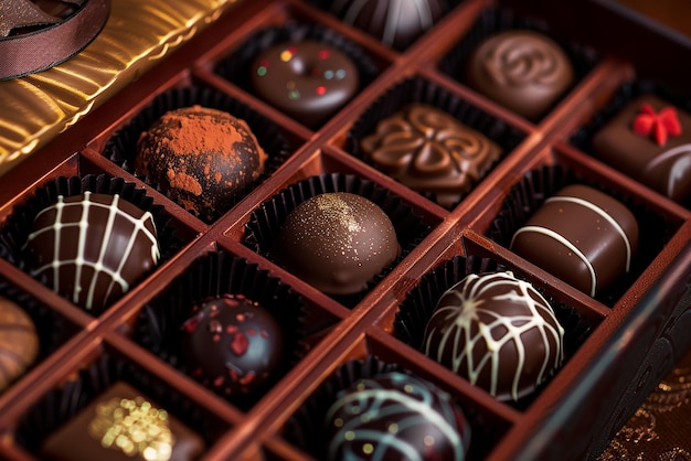 Photo quotan open box of luxurious chocolates with intricate detailquot