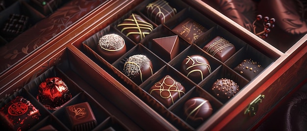 quotAn Open Box of Luxurious Chocolates with Intricate Detailquot