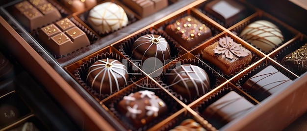 quotAn Open Box of Luxurious Chocolates with Intricate Detailquot