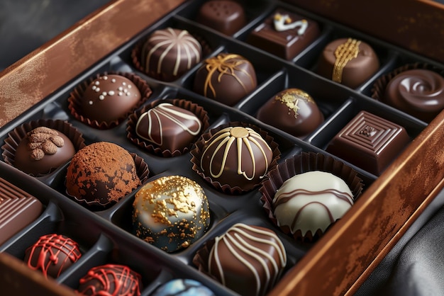 quotAn Open Box of Luxurious Chocolates with Intricate Detailquot