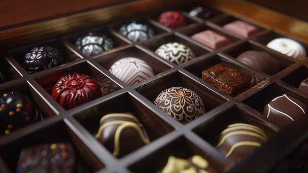 quotAn Open Box of Luxurious Chocolates with Intricate Detailquot