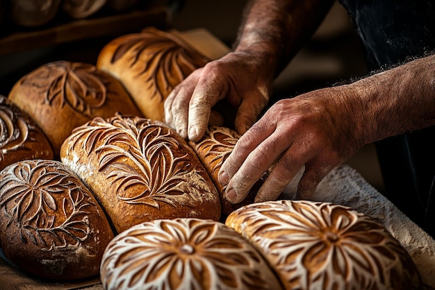 Photo quotartistic baker creating intricate bread designsquot