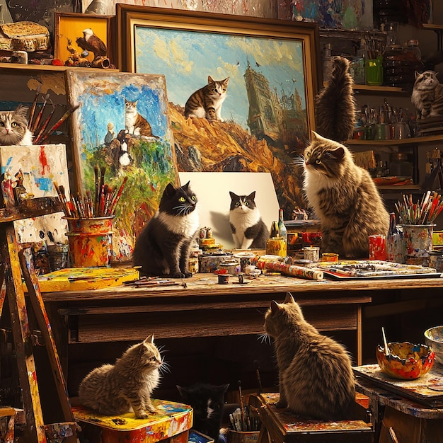 Photo quotartistic cats in a studioquot