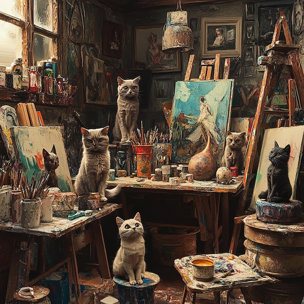 Photo quotartistic cats in a studioquot