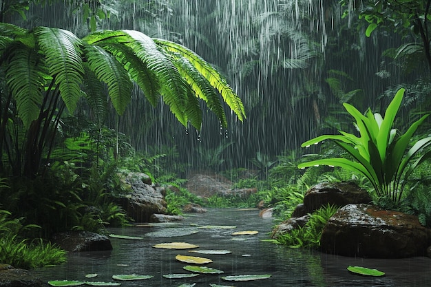 quotBackyard Australian Rainforest Scene with Rain Cascadesquot