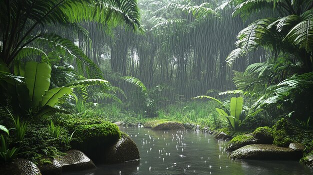 quotBackyard Australian Rainforest Scene with Rain Cascadesquot