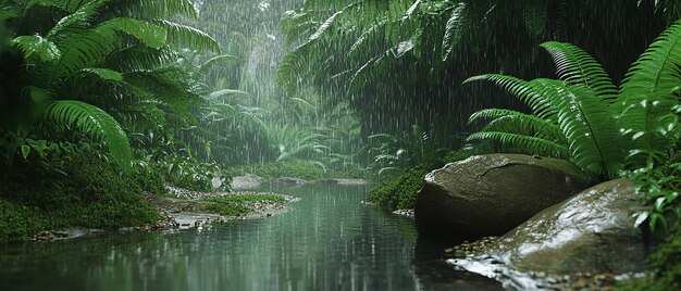 Photo quotbackyard australian rainforest scene with rain cascadesquot