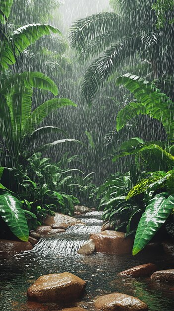 quotBackyard Australian Rainforest Scene with Rain Cascadesquot