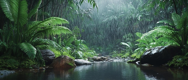 quotBackyard Australian Rainforest Scene with Rain Cascadesquot