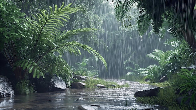 quotBackyard Australian Rainforest Scene with Rain Cascadesquot