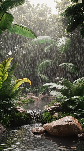 Photo quotbackyard australian rainforest scene with rain cascadesquot