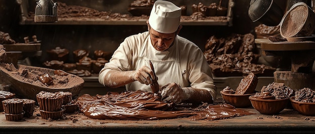 quotBaker Crafting an Intricate Chocolate Sculpturequot