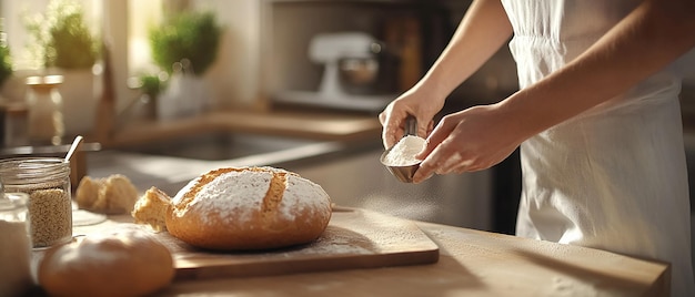 Photo quotbaker preparing glutenfree bread in the kitchenquot